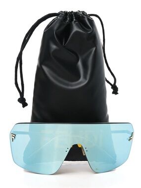 New! Fendi FE4121US 30X Oversized Shield Sunglasses in Light Blue, Authentic